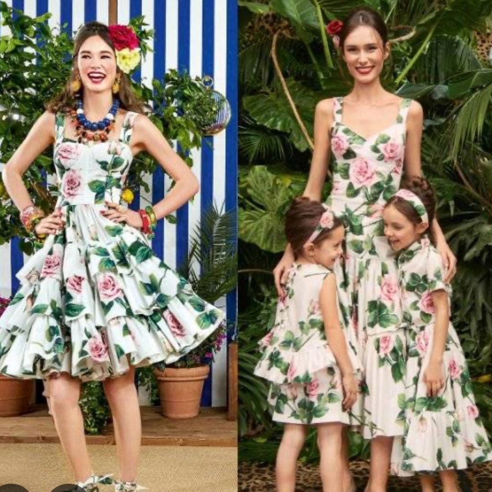Dolce & Gabbana White and Pink Floral Kids Dress